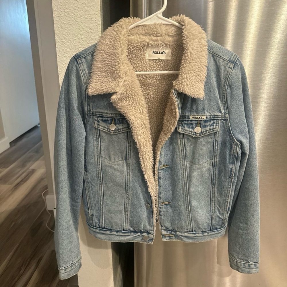 ROLLA'S Blue and Cream Sherpa-Lined Jean Jacket